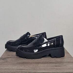 Aqua College Women's Saanvi Waterproof Penny Loafers Size 9.5 Black Patent NWT